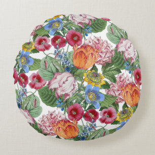 Spring garden round pillow