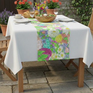 Spring garden short table runner