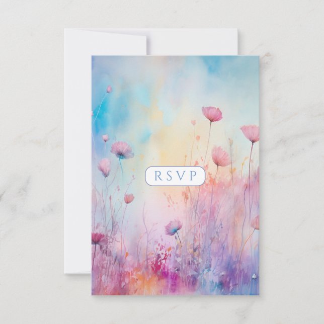 Spring Garden Sweet Sixteen Blue Pink Lavender RSVP Card (Front)