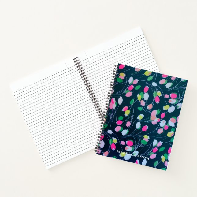 Spring Garden Tulip Flowers Bloom Watercolor Notebook (Inside)