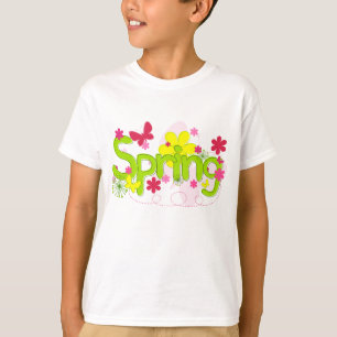 Spring Garden Typography Flowers Butterflies T-Shirt