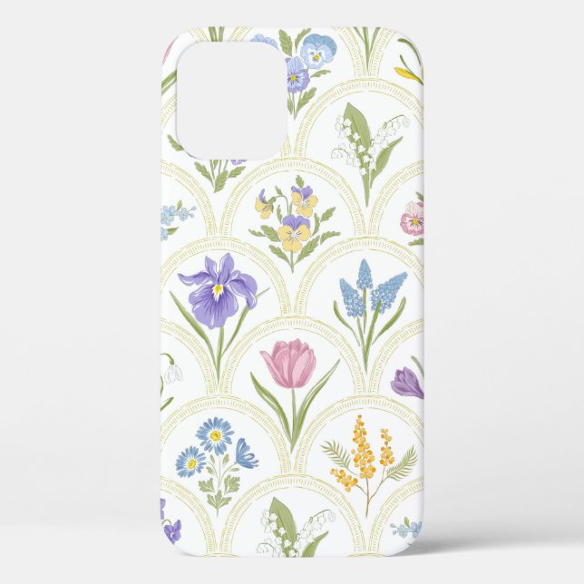 Spring Garden variety flowers in rainbow medallion Case-Mate iPhone Case (Back)
