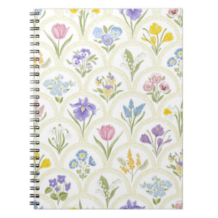 Spring Garden variety flowers in rainbow medallion Notebook