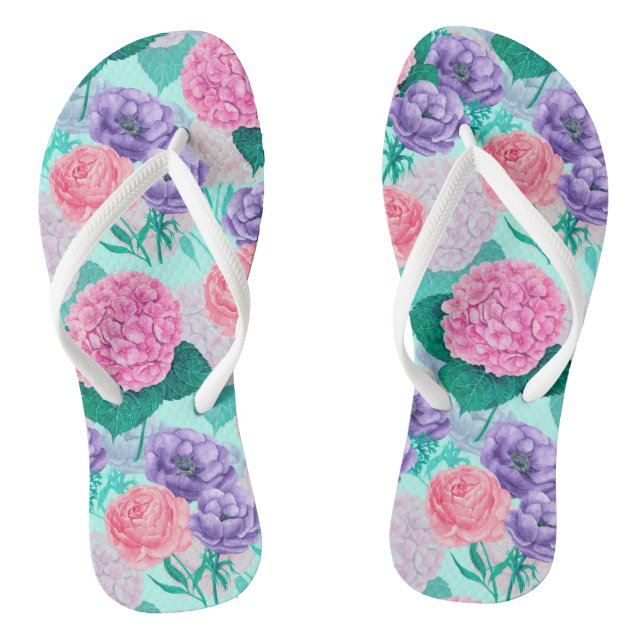 Spring garden watercolor 2 flip flops (Footbed)