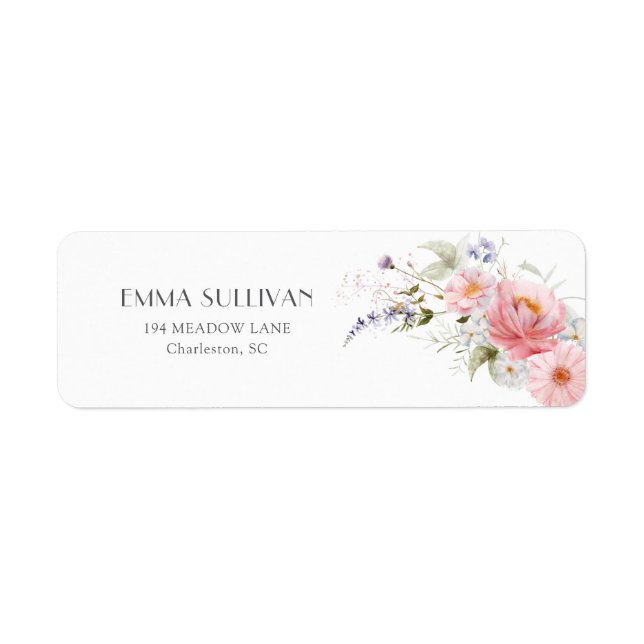 Spring Garden Wildflowers Pink White Wedding (Front)