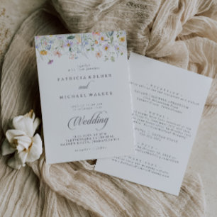 Spring Garden Wilflower Front and Back Wedding Invitation