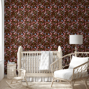 Spring Garden with Chocolate Brown Background Wallpaper