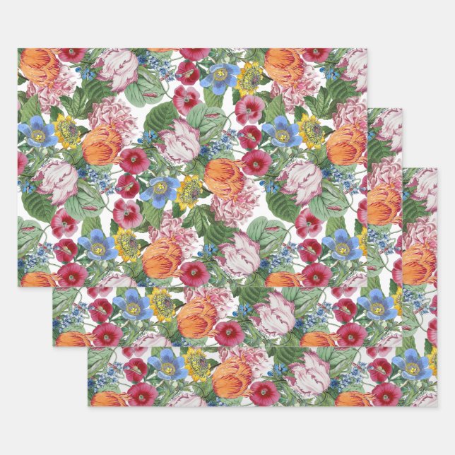 Spring garden wrapping paper sheet (Set)