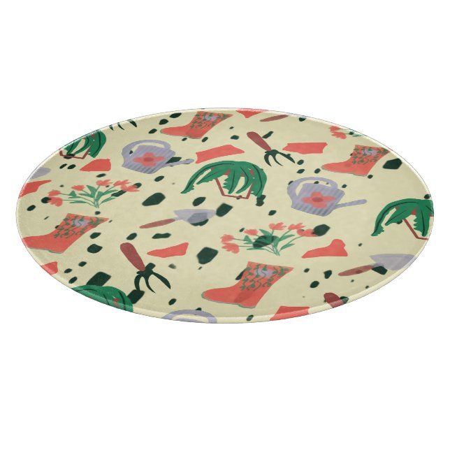 Spring Gardening Doodle Botanical Illustration Cutting Board (Corner)