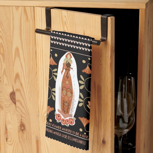 Spring Gardening Folk Art Kitchen Towel (Thirds Fold)