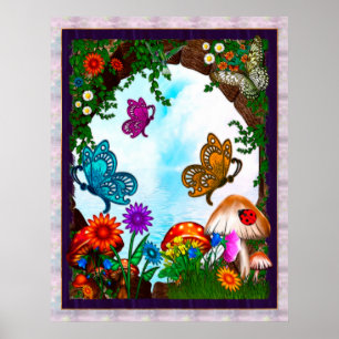 Spring Gardens Whimsical Fantasy Art Poster