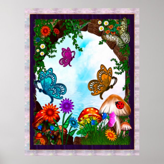 Spring Gardens Whimsical Fantasy Art Poster (Front)