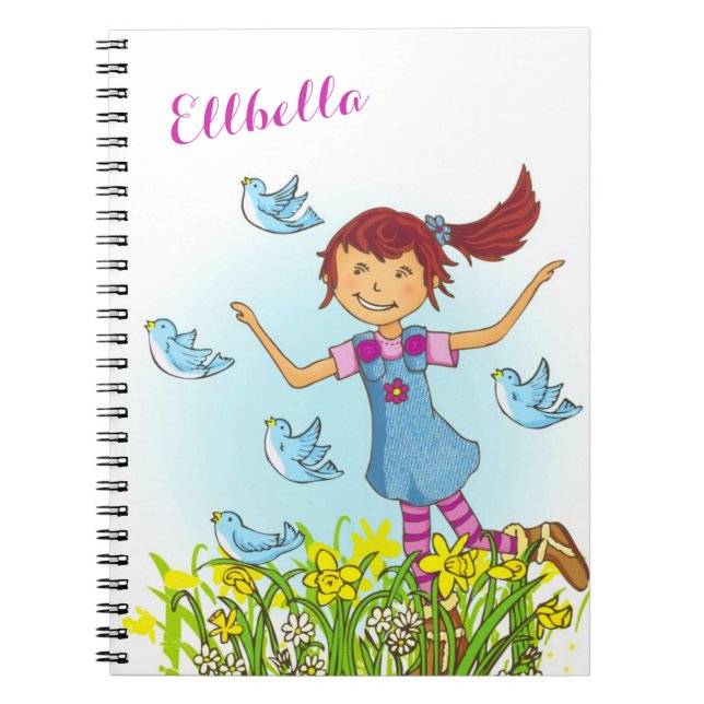Spring girl flatter chasse oiseaux réserver carnet (Devant)