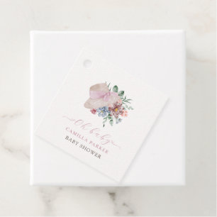 Spring Girl Garden Hat Baby Shower Welcome Sign Favour Tags