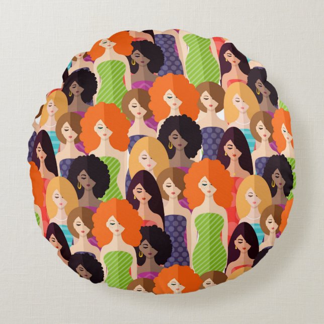 Spring girls round pillow (Front)
