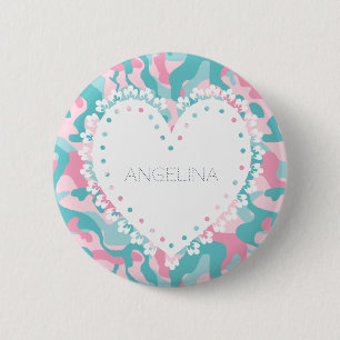 Spring Girly Camouflage Personalize 2 Inch Round Button