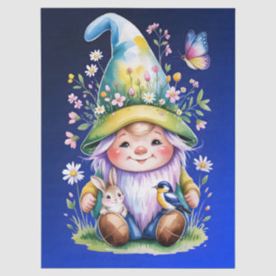 Spring Gnome with Bunny and Bluebird Tissue Paper