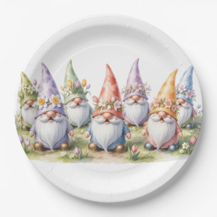 Spring Gnomes in a Meadow Paper Plate