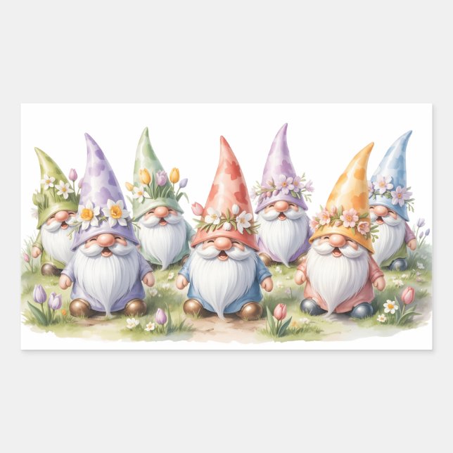 Spring Gnomes in a Meadow Sticker (Front)