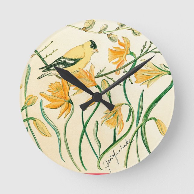 Spring Goldfinch Clock (Front)