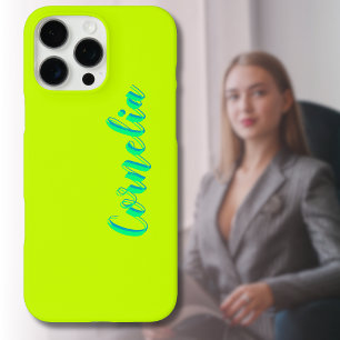 Spring Green 3D Azure Name Funny Lime Yellow iPhone 16 Pro Max Case