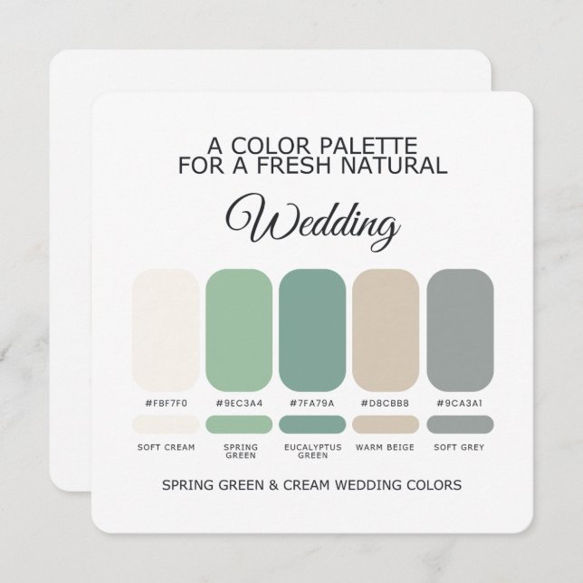 Spring Green and Cream Wedding Color Palette Card (Front/Back)