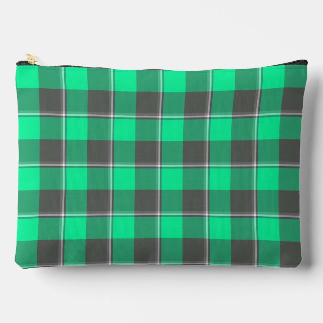 Spring Green and Finlandia Black Plaid Accessory Pouch (Front)