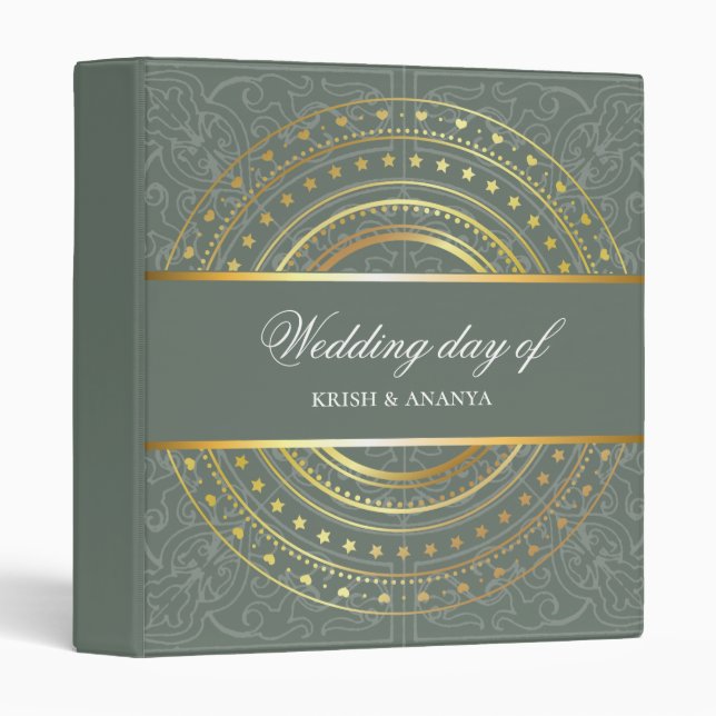 Spring Green and Gold Wedding Planner Binder (Front/Spine)
