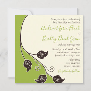 Spring Green and Ivory Vine Wedding Invitation