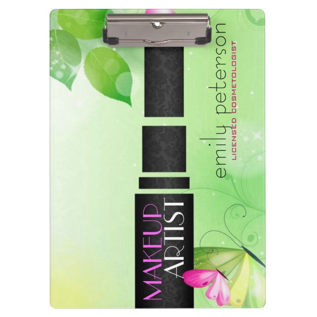 Spring Green Background With Black Beauty Symbol Clipboard (Front)