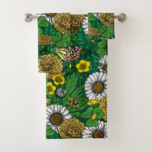 Spring green bath towel set