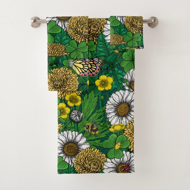 Spring green bath towel set (Insitu)