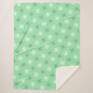 Spring green circles pattern sherpa blanket