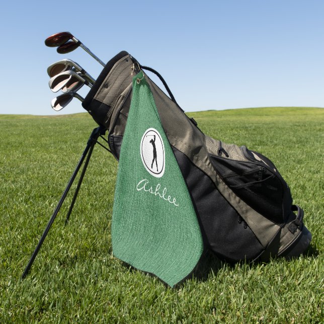 Spring Green Denim Fabric Print, Woman's Golf Towel (Green)