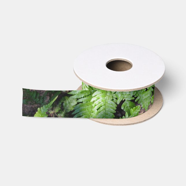 Spring Green Ferns Satin Ribbon (Spool)