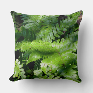 Spring Green Ferns Throw Pillow