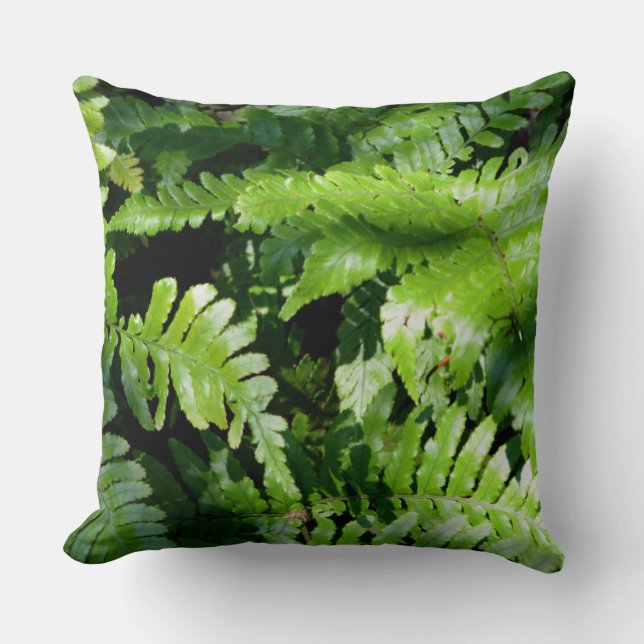 Spring Green Ferns Throw Pillow (Front)