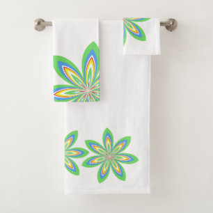 Spring Green Floral Bath Towel Set