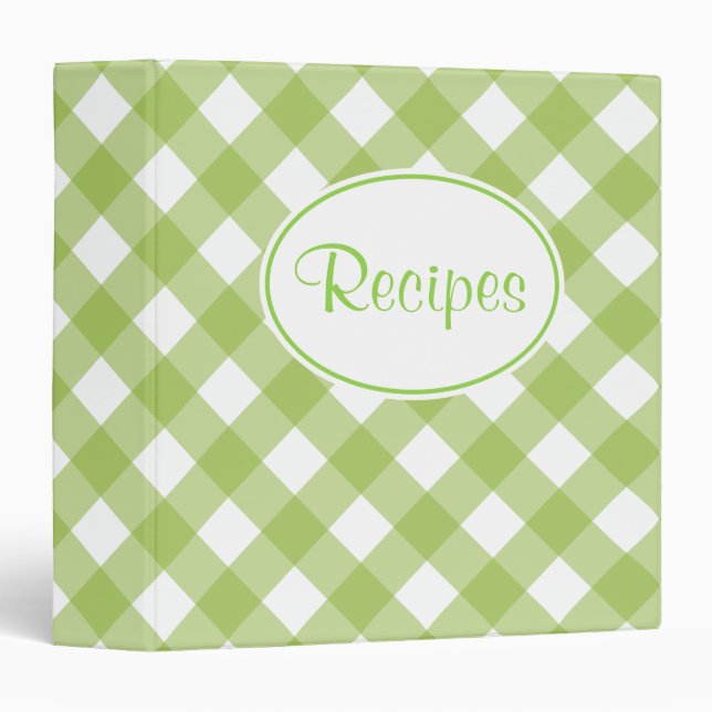 Spring Green Gingham Recipe Binder (Front/Spine)