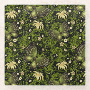 Spring Green-gold Pattern Glass Coaster