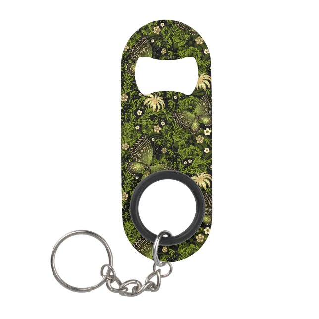 Spring Green-gold Pattern Keychain Bottle Opener (Front)