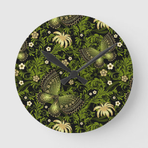 Spring Green-gold Pattern Round Clock