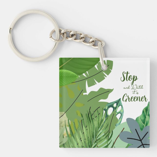 Spring Green Leafy Keychain (Front)