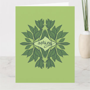 Spring Green Leaves Aesthetic Typography Card