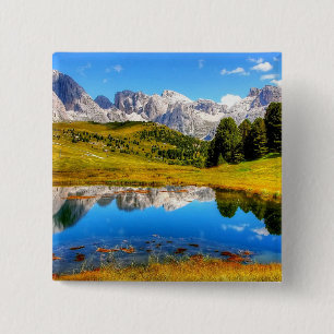 Spring Green Mountain Photo Lake Spring Mountain 2 Inch Square Button