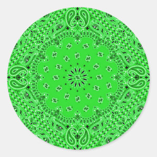 Spring Green Paisley Western Bandana Scarf Print Classic Round Sticker