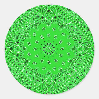 Spring Green Paisley Western Bandana Scarf Print Classic Round Sticker