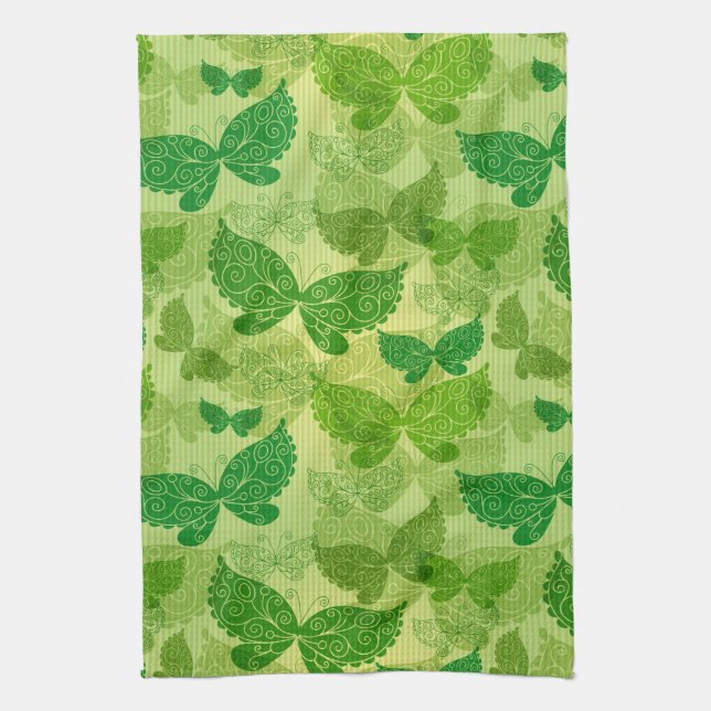 Spring Green Pattern Kitchen Towel (Vertical)