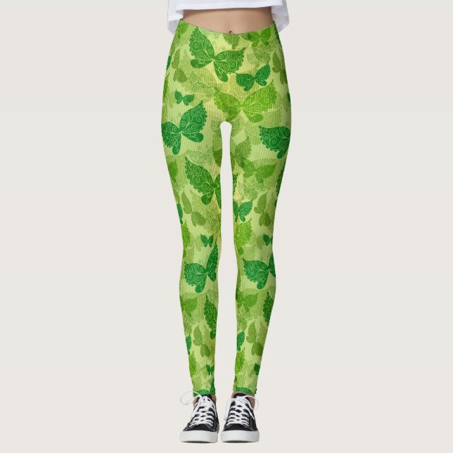 Spring Green Pattern Leggings (Front)