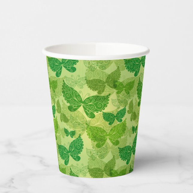 Spring Green Pattern Paper Cups (Left)